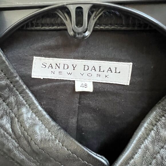 Sandy Dalal Vtg Leather Jacket Mens Sz 48 US M Black Full Zip Pockets - Picture 4 of 9